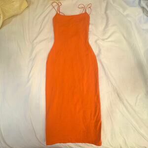 aritzia babaton orange bodycon midi dress XXS